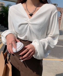 フロントクロス起毛ロングカットTシャツ