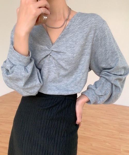 Diosfront（ディオスフロント）の「フロントクロス起毛ロングカットTシャツ（Tシャツ/カットソー・レディース・ホワイト/グレー/ピンク・FREE）」の17枚目の写真