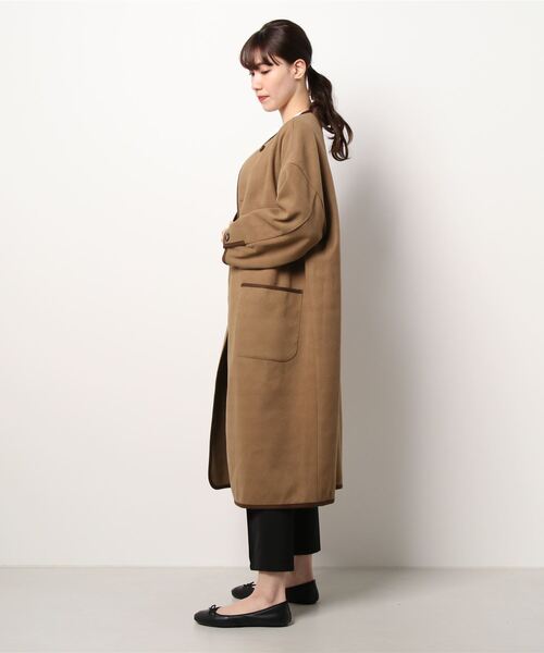 ehka sopo（エヘカソポ）の「【たかあしあかりコラボ】コート（ノーカラーコート・レディース・ベージュ/ブラウン・ﾌﾘ-）」の10枚目の写真