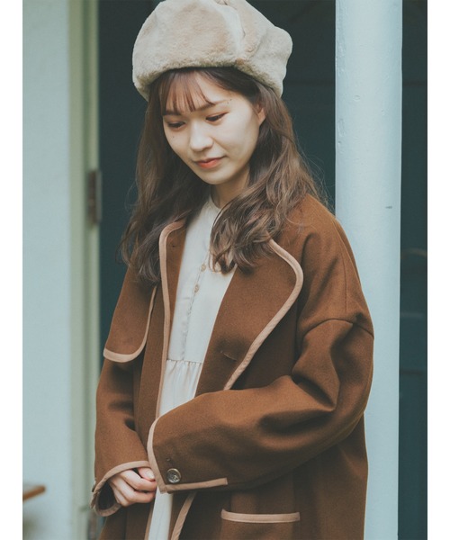 ehka sopo（エヘカソポ）の「【たかあしあかりコラボ】コート（ノーカラーコート・レディース・ベージュ/ブラウン・ﾌﾘ-）」の16枚目の写真