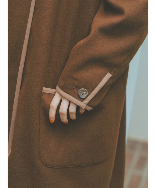 ehka sopo（エヘカソポ）の「【たかあしあかりコラボ】コート（ノーカラーコート・レディース・ベージュ/ブラウン・ﾌﾘ-）」の3枚目の写真