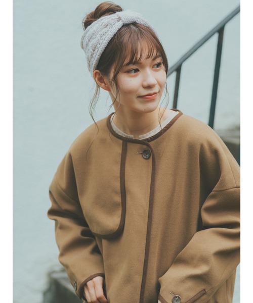 ehka sopo（エヘカソポ）の「【たかあしあかりコラボ】コート（ノーカラーコート・レディース・ベージュ/ブラウン・ﾌﾘ-）」の19枚目の写真