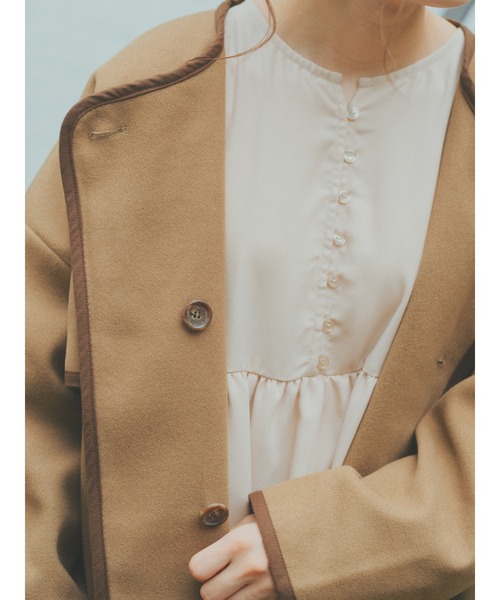 ehka sopo（エヘカソポ）の「【たかあしあかりコラボ】コート（ノーカラーコート・レディース・ベージュ/ブラウン・ﾌﾘ-）」の13枚目の写真