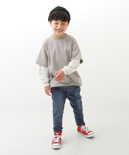 devirock（デビロック）の「楽デニム タックパンツ（デニムパンツ・キッズ・サックスブルー/ブルー系その他/ネイビー/ワンウォッシュ・110cm/120cm/130cm/140cm/150cm/160cm/100cm）」の18枚目の写真