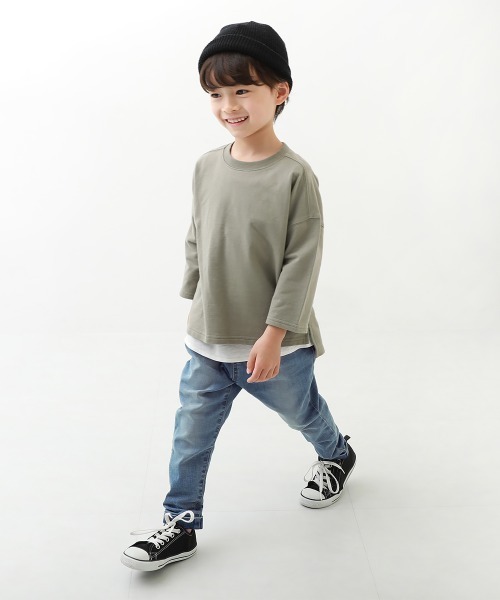 devirock（デビロック）の「楽デニム タックパンツ（デニムパンツ・キッズ・サックスブルー/ブルー系その他/ネイビー/ワンウォッシュ・110cm/120cm/130cm/140cm/150cm/160cm/100cm）」の17枚目の写真