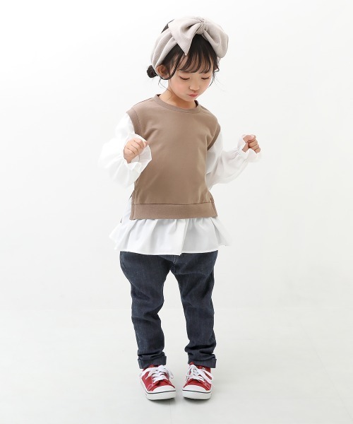 devirock（デビロック）の「楽デニム タックパンツ（デニムパンツ・キッズ・サックスブルー/ブルー系その他/ネイビー/ワンウォッシュ・110cm/120cm/130cm/140cm/150cm/160cm/100cm）」の16枚目の写真