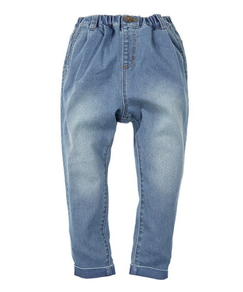 devirock（デビロック）の「楽デニム タックパンツ（デニムパンツ・キッズ・サックスブルー/ブルー系その他/ネイビー/ワンウォッシュ・110cm/120cm/130cm/140cm/150cm/160cm/100cm）」の7枚目の写真