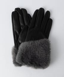LE VERNIS | ＜Le Vernis(ル ベルニ)＞フェイクレザー＆ファー グローブ(手袋)