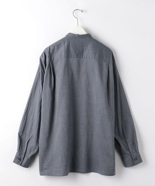green label relaxing（グリーンレーベルリラクシング）の「ウールブレンドビエラバンドカラー長袖 シャツ -ウォッシャブル-（シャツ/ブラウス・メンズ・ダークグレー/ナチュラル/ダークブラウン・L/S/M）」の11枚目の写真