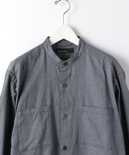 green label relaxing（グリーンレーベルリラクシング）の「ウールブレンドビエラバンドカラー長袖 シャツ -ウォッシャブル-（シャツ/ブラウス・メンズ・ダークグレー/ナチュラル/ダークブラウン・L/S/M）」の6枚目の写真