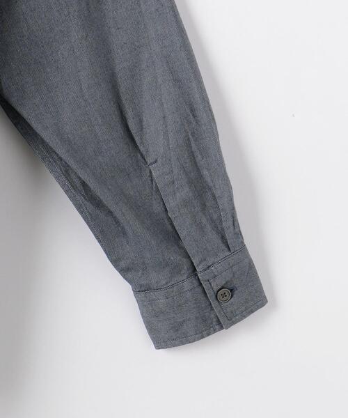 green label relaxing（グリーンレーベルリラクシング）の「ウールブレンドビエラバンドカラー長袖 シャツ -ウォッシャブル-（シャツ/ブラウス・メンズ・ダークグレー/ナチュラル/ダークブラウン・L/S/M）」の8枚目の写真