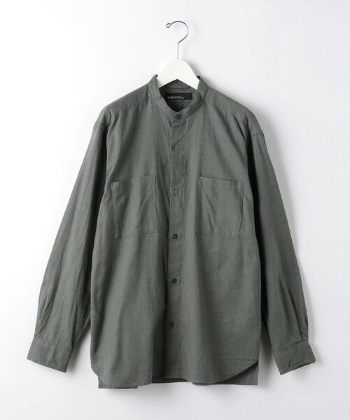 green label relaxing（グリーンレーベルリラクシング）の「ウールブレンドビエラバンドカラー長袖 シャツ -ウォッシャブル-（シャツ/ブラウス・メンズ・ダークグレー/ナチュラル/ダークブラウン・L/S/M）」の17枚目の写真