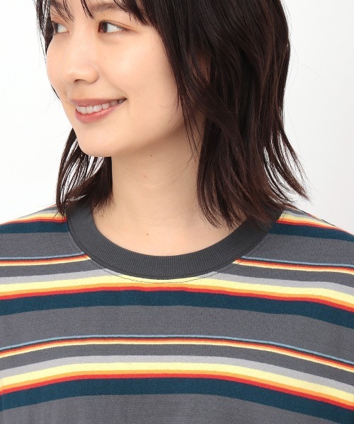 チチカカ(チチカカ)の「ボーダークルーTシャツ(Tシャツ/カットソー・レディース・アイボリー/パープル/チャコールグレー・FREE)」の13枚目の写真
