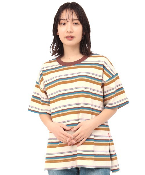 チチカカ(チチカカ)の「ボーダークルーTシャツ(Tシャツ/カットソー・レディース・アイボリー/パープル/チャコールグレー・FREE)」の9枚目の写真