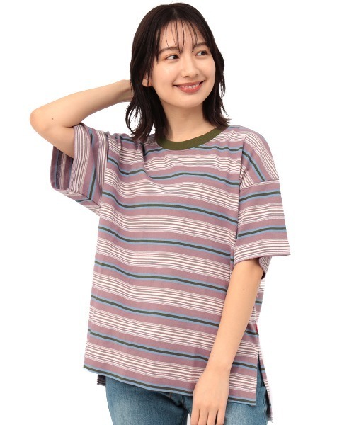 チチカカ(チチカカ)の「ボーダークルーTシャツ(Tシャツ/カットソー・レディース・アイボリー/パープル/チャコールグレー・FREE)」の10枚目の写真