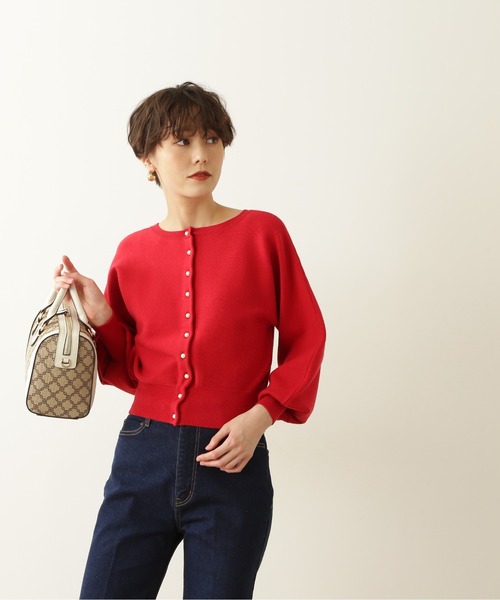 N.（N. Natural Beauty Basic）（エヌエヌナチュラルビューティーベーシック）の「◆アンゴラ混パールボタンニット（ニット/セーター・レディース・ネイビー/レッド/オフホワイト・MEDIUM）」の3枚目の写真