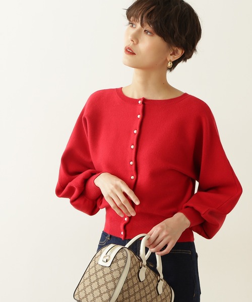 N.（N. Natural Beauty Basic）（エヌエヌナチュラルビューティーベーシック）の「◆アンゴラ混パールボタンニット（ニット/セーター・レディース・ネイビー/レッド/オフホワイト・MEDIUM）」の12枚目の写真