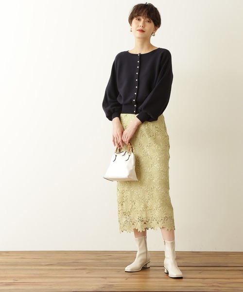 N.（N. Natural Beauty Basic）（エヌエヌナチュラルビューティーベーシック）の「◆アンゴラ混パールボタンニット（ニット/セーター・レディース・ネイビー/レッド/オフホワイト・MEDIUM）」の8枚目の写真