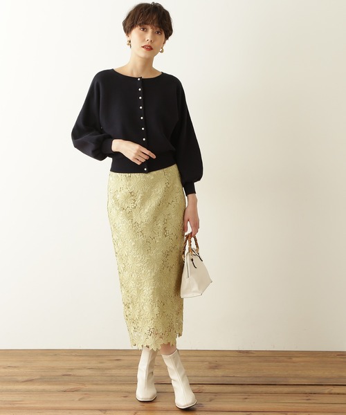 N.（N. Natural Beauty Basic）（エヌエヌナチュラルビューティーベーシック）の「◆アンゴラ混パールボタンニット（ニット/セーター・レディース・ネイビー/レッド/オフホワイト・MEDIUM）」の7枚目の写真