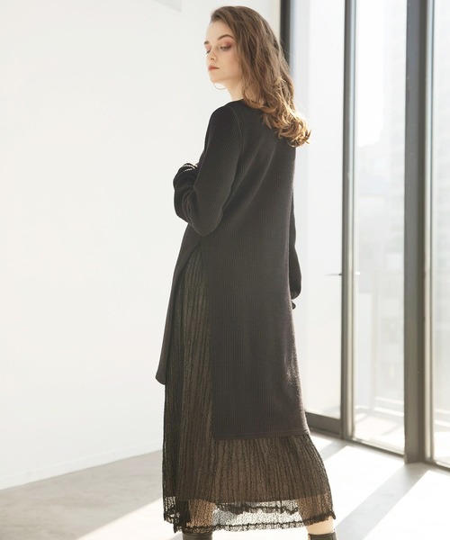 MIELI INVARIANT（ミエリインヴァリアント）の「Cloth Combination Dress（ワンピース・レディース・ブラック/モカ・FREE）」の7枚目の写真