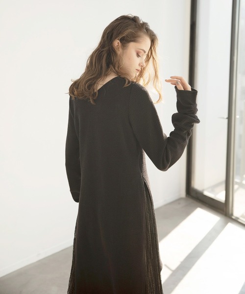 MIELI INVARIANT（ミエリインヴァリアント）の「Cloth Combination Dress（ワンピース・レディース・ブラック/モカ・FREE）」の10枚目の写真