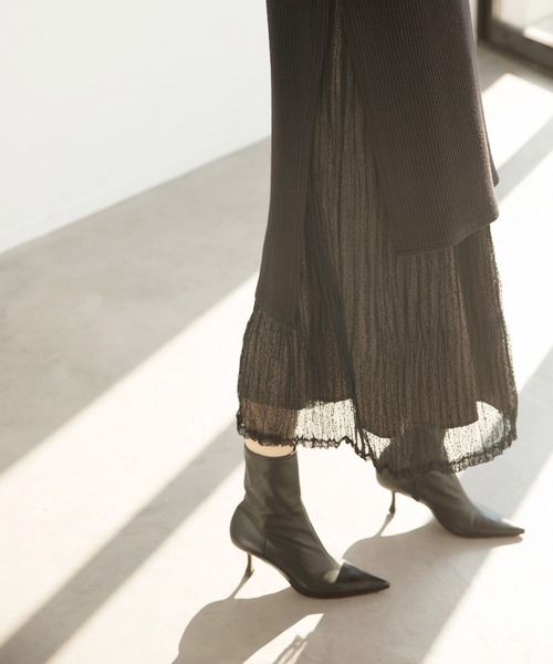 MIELI INVARIANT（ミエリインヴァリアント）の「Cloth Combination Dress（ワンピース・レディース・ブラック/モカ・FREE）」の11枚目の写真