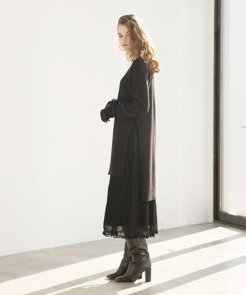 MIELI INVARIANT（ミエリインヴァリアント）の「Cloth Combination Dress（ワンピース・レディース・ブラック/モカ・FREE）」の16枚目の写真