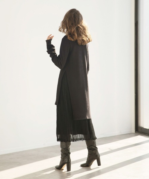 MIELI INVARIANT（ミエリインヴァリアント）の「Cloth Combination Dress（ワンピース・レディース・ブラック/モカ・FREE）」の18枚目の写真