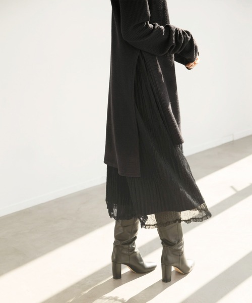 MIELI INVARIANT（ミエリインヴァリアント）の「Cloth Combination Dress（ワンピース・レディース・ブラック/モカ・FREE）」の21枚目の写真