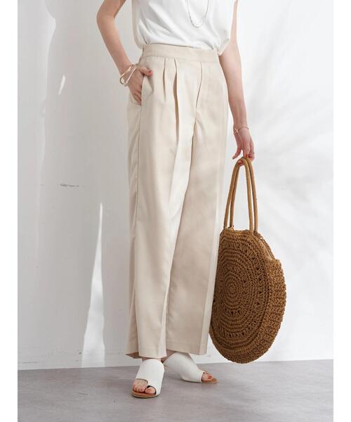 earth music&ecology（アースミュージックアンドエコロジー）の「タックストレートパンツ＊（その他パンツ・レディース・ブラウン/チェック/ホワイト系その他2・S/M）」の5枚目の写真