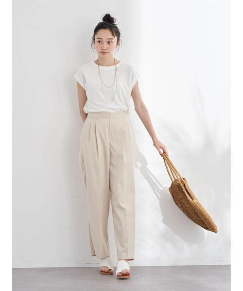 earth music&ecology（アースミュージックアンドエコロジー）の「タックストレートパンツ＊（その他パンツ・レディース・ブラウン/チェック/ホワイト系その他2・S/M）」の10枚目の写真