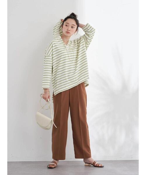 earth music&ecology（アースミュージックアンドエコロジー）の「タックストレートパンツ＊（その他パンツ・レディース・ブラウン/チェック/ホワイト系その他2・S/M）」の21枚目の写真