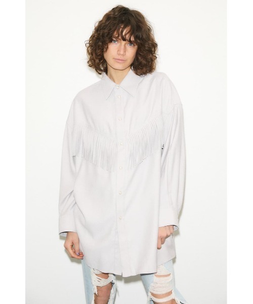 MOUSSY（マウジー）の「長袖シャツ（シャツ/ブラウス・レディース・ライトカーキ・FREE）」の2枚目の写真