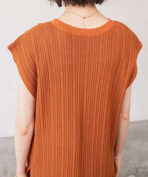 BONLECILL（ボンルシール）の「【セットアップ対応】2wayマルチストライプ ランダムリブニットベスト（ベスト・レディース・オレンジ/モスグリーン/ベージュ/ブルー・FREE）」の22枚目の写真