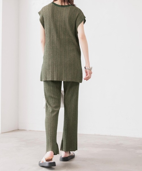 BONLECILL（ボンルシール）の「【セットアップ対応】2wayマルチストライプ ランダムリブニットベスト（ベスト・レディース・オレンジ/モスグリーン/ベージュ/ブルー・FREE）」の16枚目の写真