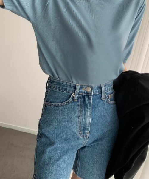Mayree(メイリー)の「Mayree/ハイウエストスリムデニムハーフパンツ 2022SS(デニムパンツ・レディース・ブルー・SMALL/MEDIUM)」の7枚目の写真