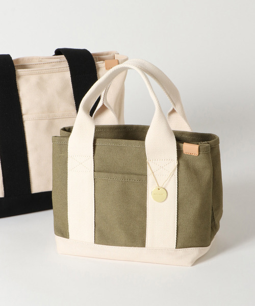 LBC（エルビーシー）の「キャンバス仕切りミニトートバッグ（トートバッグ・レディース・ブラック/イエロー/その他25/オリーブ/コーラル/カーキブラウン・FREE）」の4枚目の写真