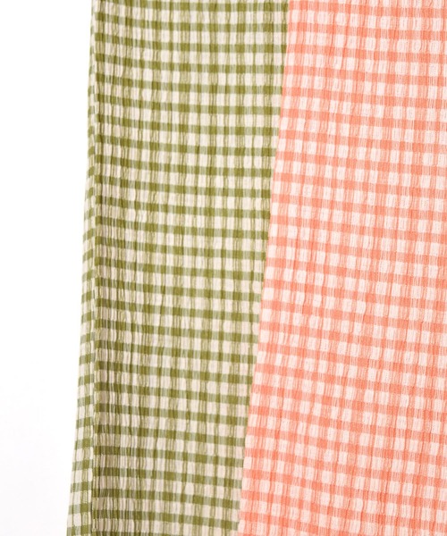 w closet（ダブルクローゼット）の「クリンクルチェックイージパンツ（その他パンツ・レディース・ライム/オレンジ・FREE）」の3枚目の写真