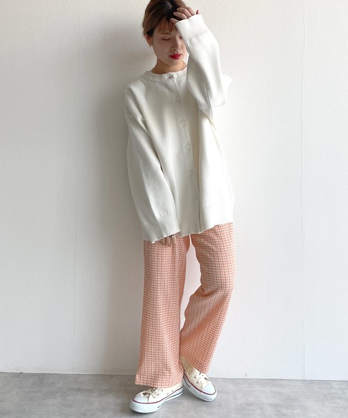 w closet（ダブルクローゼット）の「クリンクルチェックイージパンツ（その他パンツ・レディース・ライム/オレンジ・FREE）」の19枚目の写真