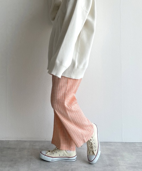w closet（ダブルクローゼット）の「クリンクルチェックイージパンツ（その他パンツ・レディース・ライム/オレンジ・FREE）」の20枚目の写真