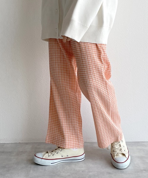 w closet（ダブルクローゼット）の「クリンクルチェックイージパンツ（その他パンツ・レディース・ライム/オレンジ・FREE）」の22枚目の写真