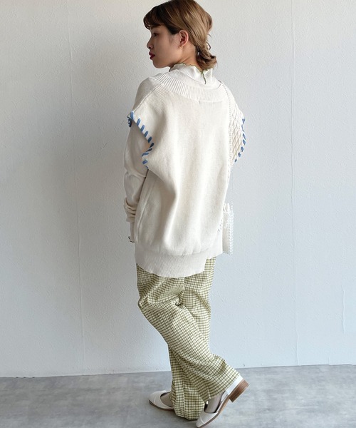 w closet（ダブルクローゼット）の「クリンクルチェックイージパンツ（その他パンツ・レディース・ライム/オレンジ・FREE）」の10枚目の写真