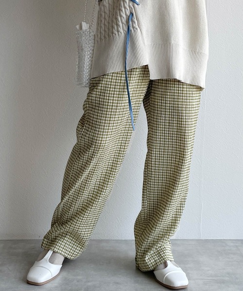 w closet（ダブルクローゼット）の「クリンクルチェックイージパンツ（その他パンツ・レディース・ライム/オレンジ・FREE）」の15枚目の写真