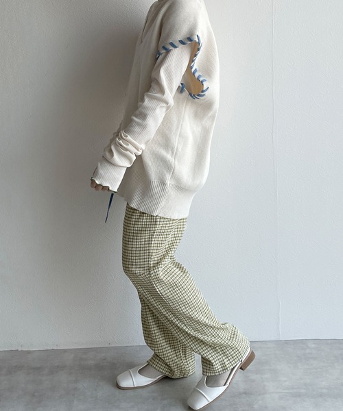 w closet（ダブルクローゼット）の「クリンクルチェックイージパンツ（その他パンツ・レディース・ライム/オレンジ・FREE）」の16枚目の写真