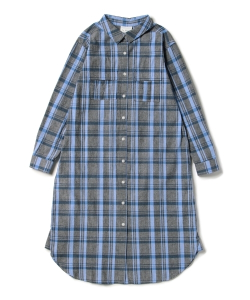 Ray BEAMS（レイビームス）の「Ray BEAMS / チェック ロングシャツ ワンピース（シャツワンピース・レディース・オフホワイト/サックスブルー・ONE SIZE）」の22枚目の写真