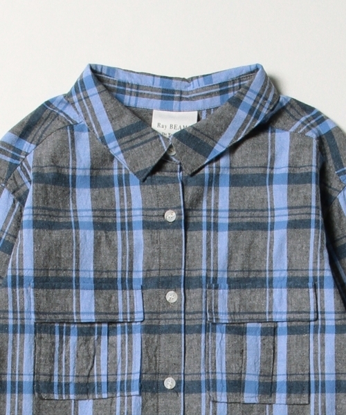 Ray BEAMS（レイビームス）の「Ray BEAMS / チェック ロングシャツ ワンピース（シャツワンピース・レディース・オフホワイト/サックスブルー・ONE SIZE）」の19枚目の写真