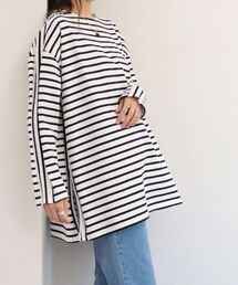 fredy repit | ボーダー切り替えBIGプルオーバーカットソー(Tシャツ/カットソー)