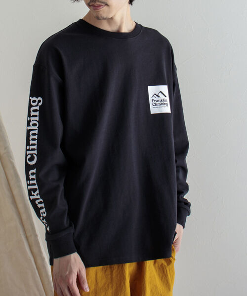 Franklin Climbing（フランクリンクライミング）の「【Franklin Climbing/フランクリンクライミング】エッセンシャルロゴ 袖プリントロンT（Tシャツ/カットソー・メンズ・ホワイト/ブラック/グレー/カーキ・MEDIUM/LARGE）」の6枚目の写真