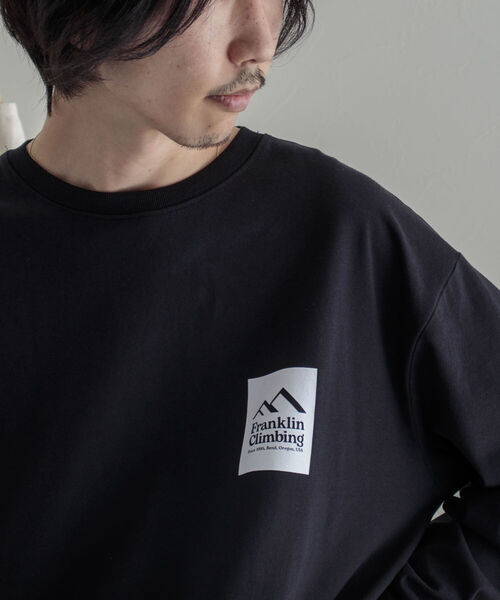 Franklin Climbing（フランクリンクライミング）の「【Franklin Climbing/フランクリンクライミング】エッセンシャルロゴ 袖プリントロンT（Tシャツ/カットソー・メンズ・ホワイト/ブラック/グレー/カーキ・MEDIUM/LARGE）」の13枚目の写真