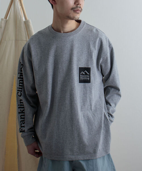 Franklin Climbing（フランクリンクライミング）の「【Franklin Climbing/フランクリンクライミング】エッセンシャルロゴ 袖プリントロンT（Tシャツ/カットソー・メンズ・ホワイト/ブラック/グレー/カーキ・MEDIUM/LARGE）」の8枚目の写真